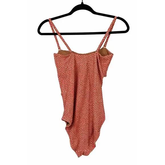 Aerie S/P Tie Front Cutout One Piece Swimsuit Polka Dot Full Coverage Resort - Picture 9 of 10